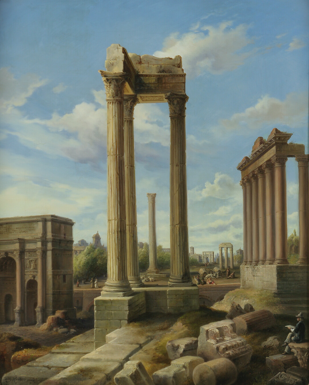 Wilhelm Kandler (1816–1896). Zříceniny římského chrámu, 1843–1850